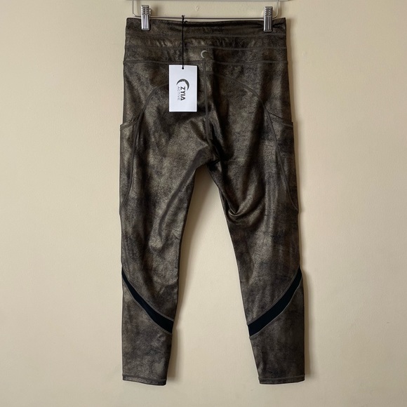 ZYIA Active Leggings Pocket Drawstring Luxe Size 6-8 Distressed Copper NEW NWT